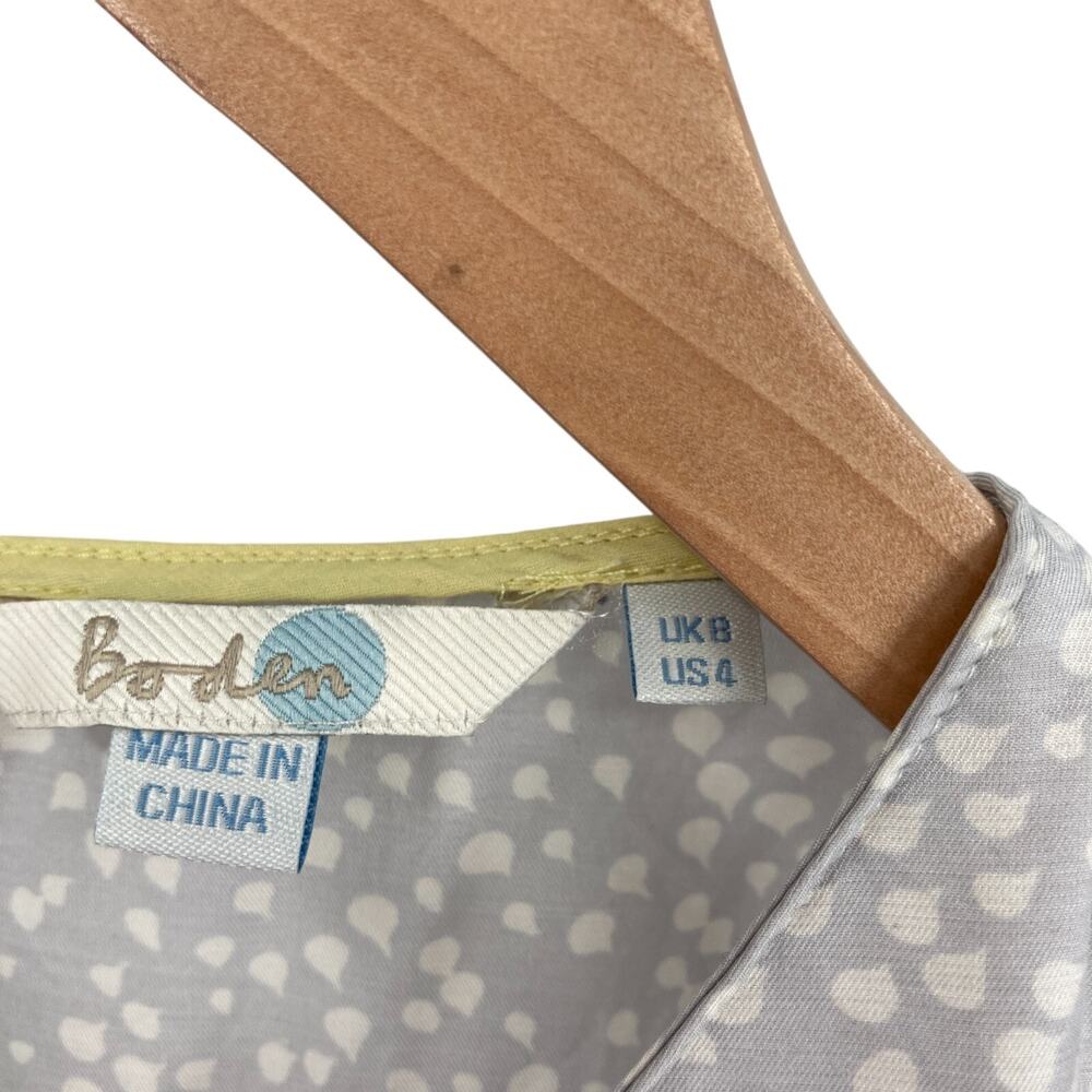 Boden Silk Viscose Polka Dot Blouse Top Women Size 4 Flutter Sleeve Keyhole Back - Picture 6 of 12